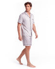 Men’s Silk Short Sleeve Set – Suit Collar Loungewear Set