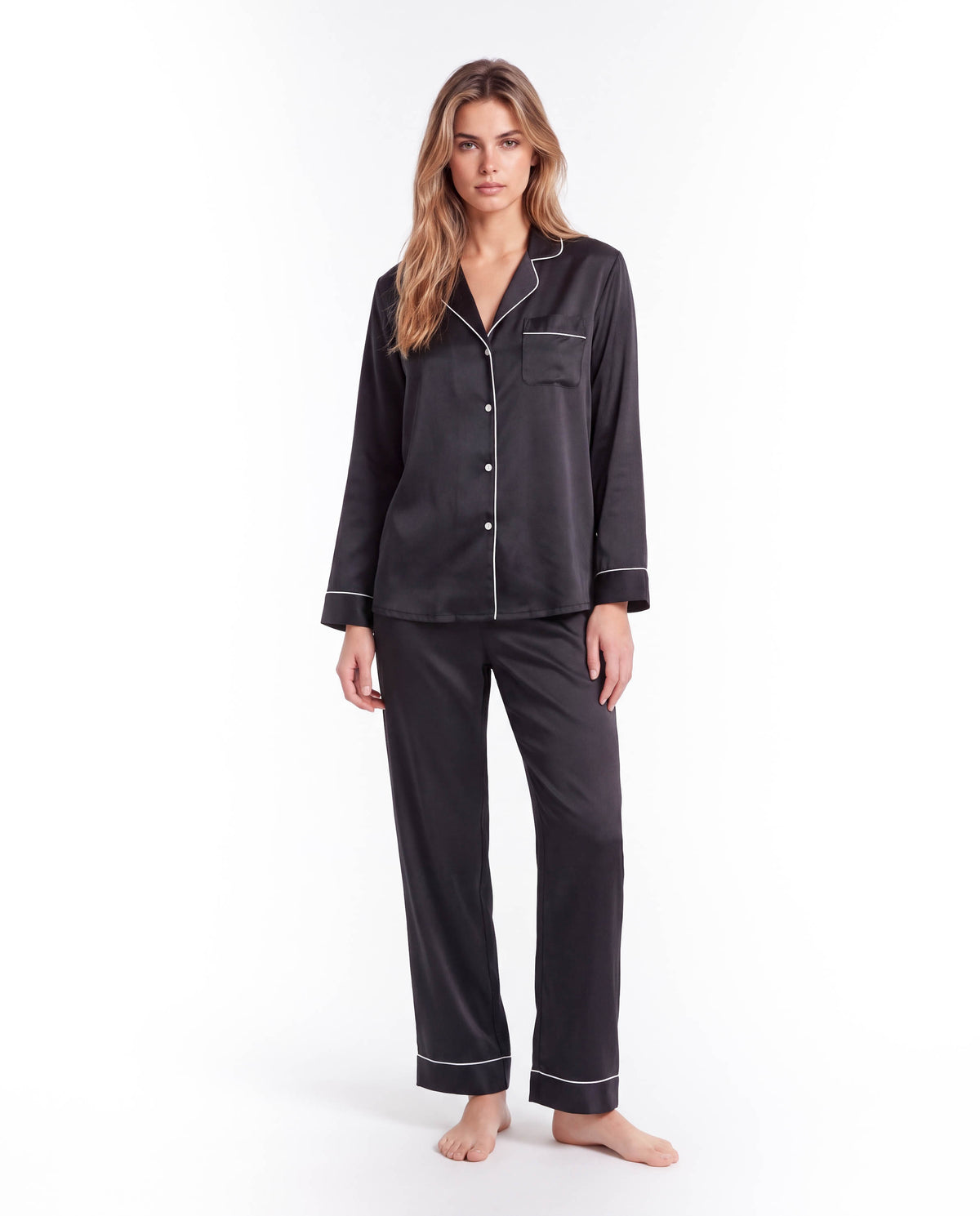 Silk Pajama Set for Women – Soft, Breathable, Luxury Sleepwear with Long Sleeves &amp; Pants