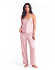Women's Pajama Set – V-Neck Halter Top with Wide-Leg Pants