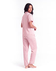 Silk Pajama Set – Short Sleeve Button Top & Long Pants