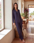 Women’s Bamboo Pajama Set – Long Sleeve Button Down Top with Full Length Pants