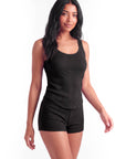Women’s Square Neck Tank Top and Shorts Set – Sleeveless Top with Low-Waist Elastic Shorts