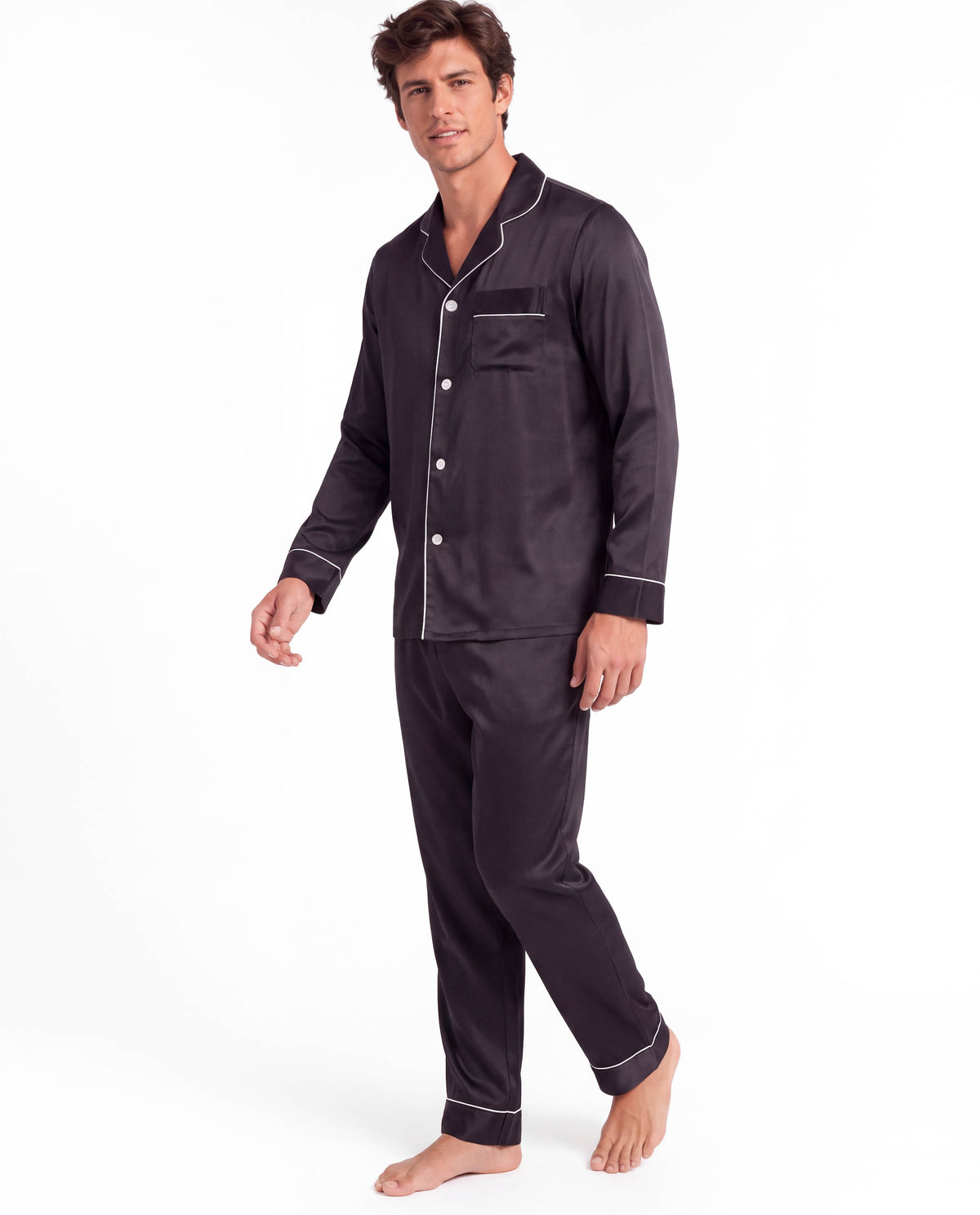Men’s Fashion Long Sleeve Pajama Set with Long Pants – Comfortable and Stylish Sleepwear