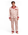 Men’s Silk-Like Pajama Set – Luxurious Paisley Pattern Sleepwear