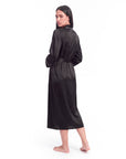 Long Sleeve V-Neck Belted Silk Robe for Women